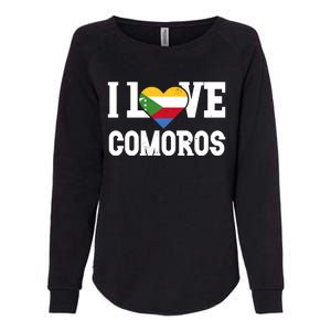 I Love Comoros Flag Patriotic Throwback Souvenir Gift Womens California Wash Sweatshirt