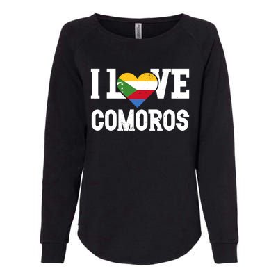 I Love Comoros Flag Patriotic Throwback Souvenir Gift Womens California Wash Sweatshirt