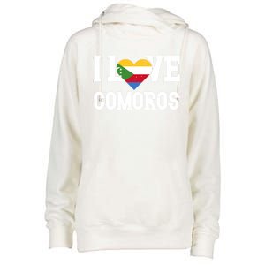 I Love Comoros Flag Patriotic Throwback Souvenir Gift Womens Funnel Neck Pullover Hood