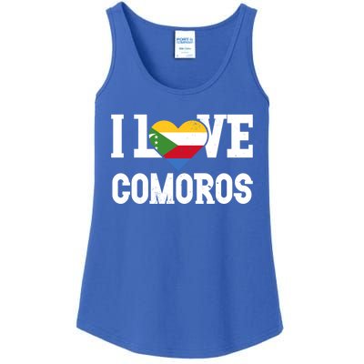 I Love Comoros Flag Patriotic Throwback Souvenir Gift Ladies Essential Tank