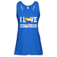 I Love Comoros Flag Patriotic Throwback Souvenir Gift Ladies Essential Flowy Tank