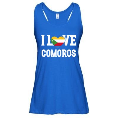 I Love Comoros Flag Patriotic Throwback Souvenir Gift Ladies Essential Flowy Tank