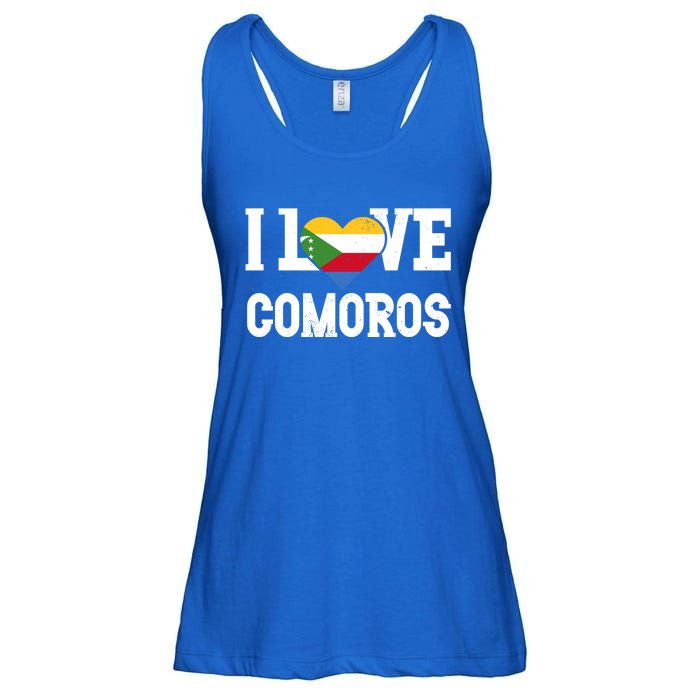 I Love Comoros Flag Patriotic Throwback Souvenir Gift Ladies Essential Flowy Tank