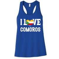 I Love Comoros Flag Patriotic Throwback Souvenir Gift Women's Racerback Tank