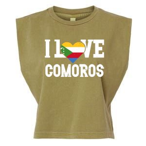 I Love Comoros Flag Patriotic Throwback Souvenir Gift Garment-Dyed Women's Muscle Tee