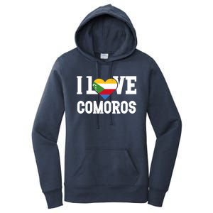 I Love Comoros Flag Patriotic Throwback Souvenir Gift Women's Pullover Hoodie