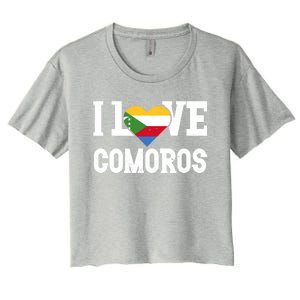 I Love Comoros Flag Patriotic Throwback Souvenir Gift Women's Crop Top Tee