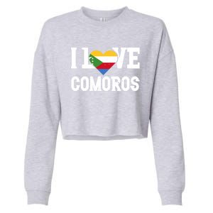 I Love Comoros Flag Patriotic Throwback Souvenir Gift Cropped Pullover Crew