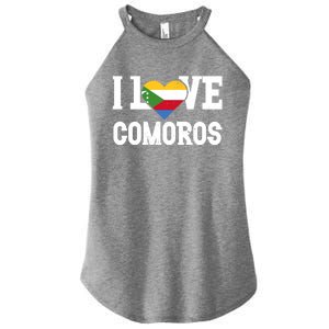 I Love Comoros Flag Patriotic Throwback Souvenir Gift Women's Perfect Tri Rocker Tank