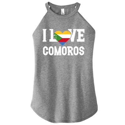 I Love Comoros Flag Patriotic Throwback Souvenir Gift Women's Perfect Tri Rocker Tank