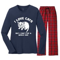 I Love Cats Cant Eat A Whole One Women's Long Sleeve Flannel Pajama Set 