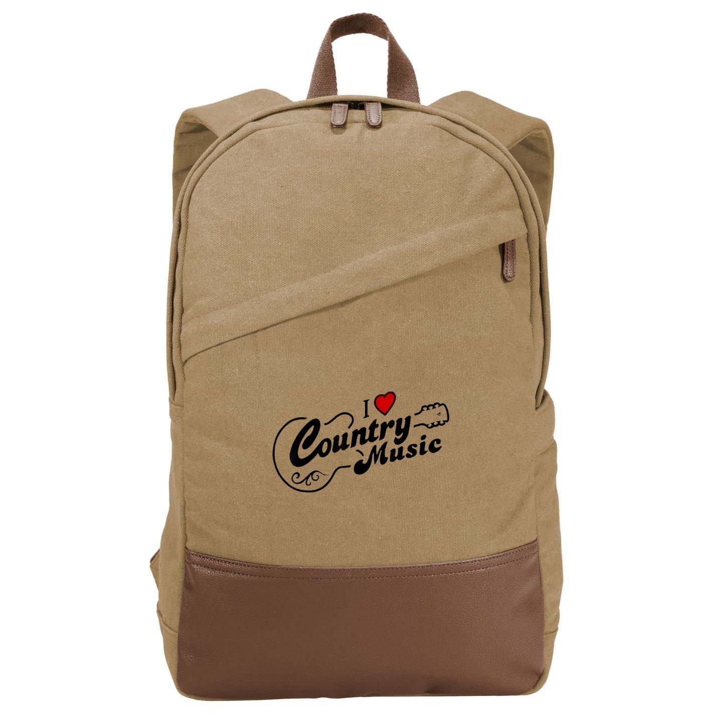 I Love Country Music Cotton Canvas Backpack