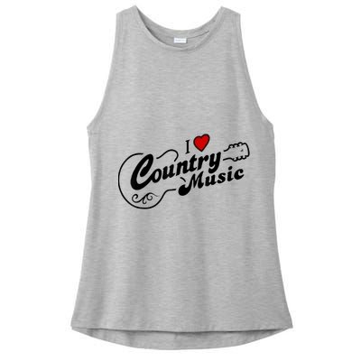 I Love Country Music Ladies PosiCharge Tri-Blend Wicking Tank