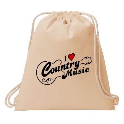 I Love Country Music Drawstring Bag