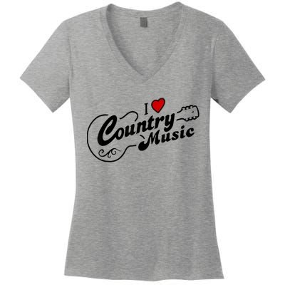 I Love Country Music Women's V-Neck T-Shirt