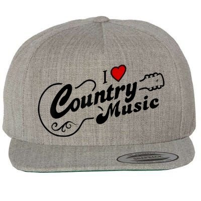 I Love Country Music Wool Snapback Cap