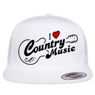 I Love Country Music Flat Bill Trucker Hat