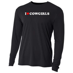 I Love Cow I Heart Cow Lover Funny Cowboy Lover Cooling Performance Long Sleeve Crew