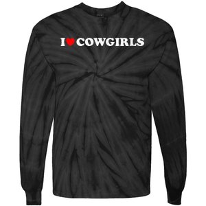 I Love Cow I Heart Cow Lover Funny Cowboy Lover Tie-Dye Long Sleeve Shirt