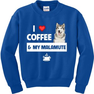 I Love Coffee And My Alaskan Malamute Paws Mom Dad Caffeine Gift Kids Sweatshirt