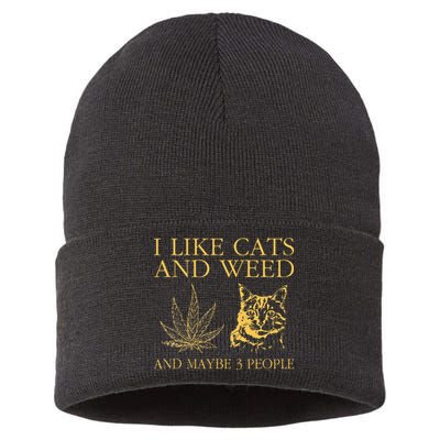 I Like Cats And Weed And Maybe 3 People Sustainable Knit Beanie