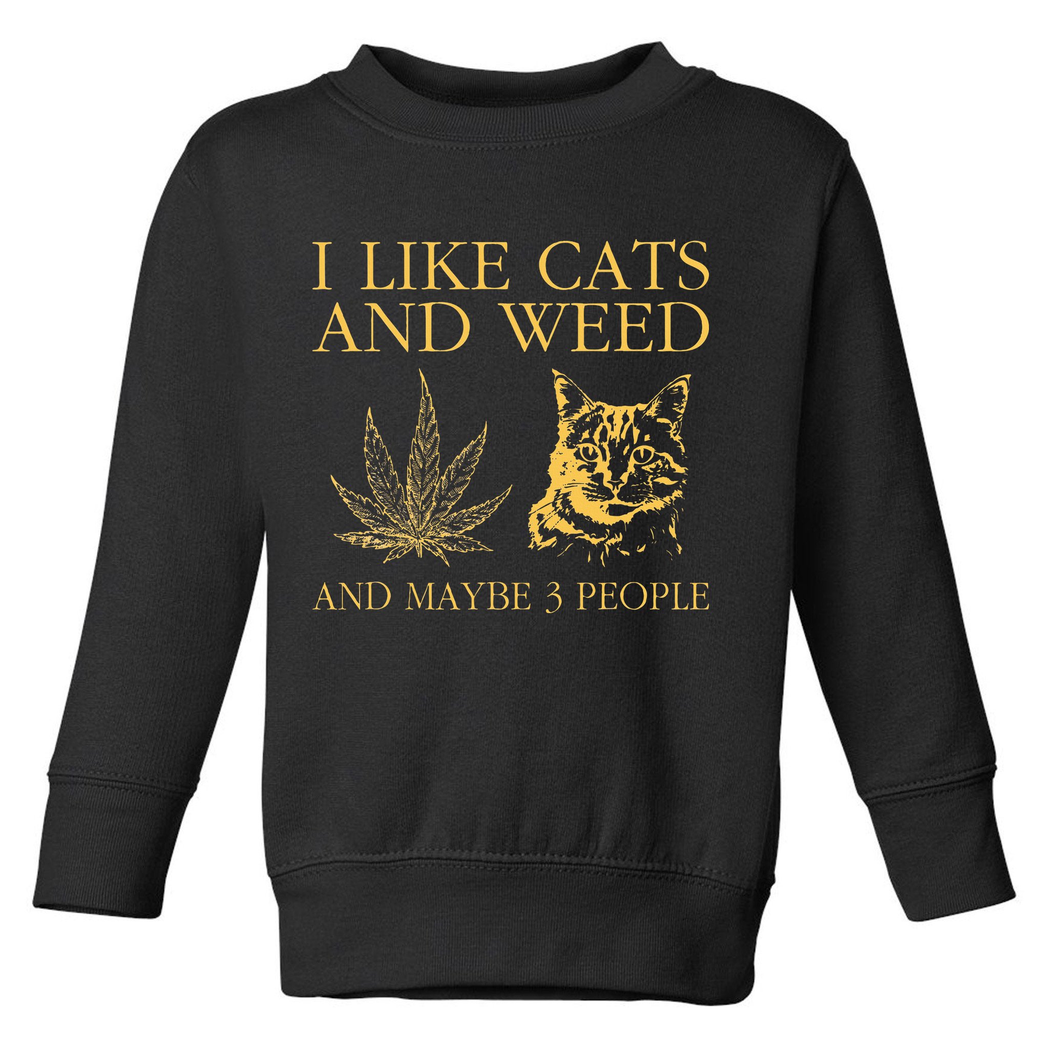 I Like Cats And Weed And Maybe 3 People Toddler Sweatshirt