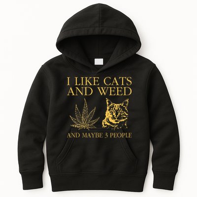 I Like Cats And Weed And Maybe 3 People Kids Hoodie