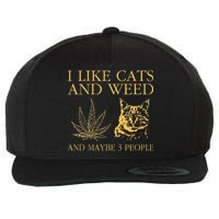 I Like Cats And Weed And Maybe 3 People Wool Snapback Cap