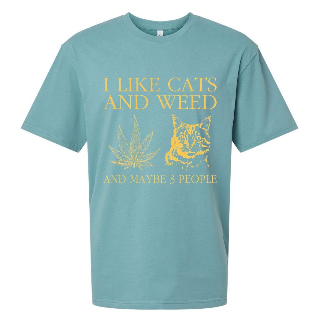 I Like Cats And Weed And Maybe 3 People Sueded Cloud Jersey T-Shirt