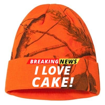 I Love Cake Breaking News Funny Breaking News Humor Foodie Kati Licensed 12" Camo Beanie