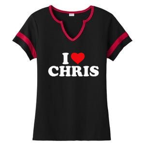 I Love Chris Ladies Halftime Notch Neck Tee