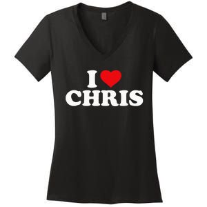 I Love Chris Women's V-Neck T-Shirt