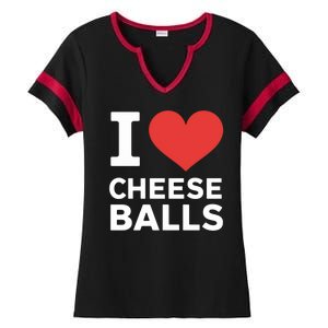 I Love Cheese Balls Funny Foodie Funny Cheese Ball Lover Ladies Halftime Notch Neck Tee