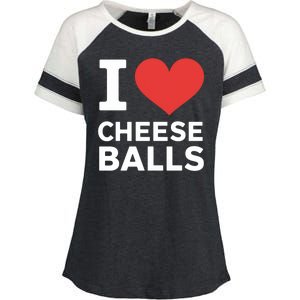 I Love Cheese Balls Funny Foodie Funny Cheese Ball Lover Enza Ladies Jersey Colorblock Tee