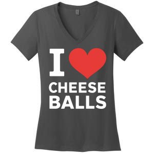 I Love Cheese Balls Funny Foodie Funny Cheese Ball Lover Women's V-Neck T-Shirt