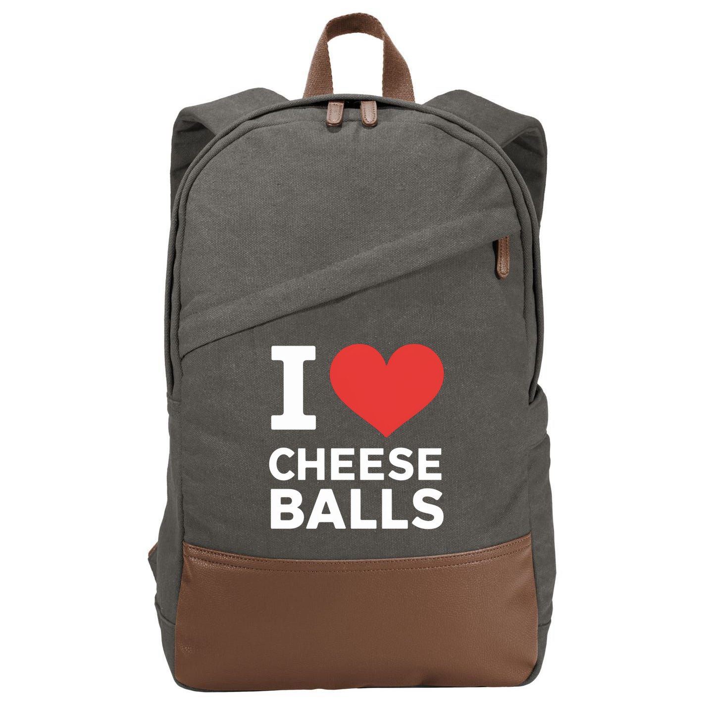 I Love Cheese Balls Funny Foodie Funny Cheese Ball Lover Cotton Canvas Backpack