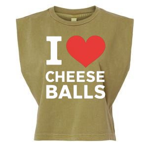 I Love Cheese Balls Funny Foodie Funny Cheese Ball Lover Garment-Dyed Women's Muscle Tee