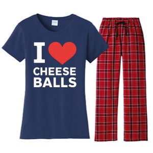 I Love Cheese Balls Funny Foodie Funny Cheese Ball Lover Women's Flannel Pajama Set