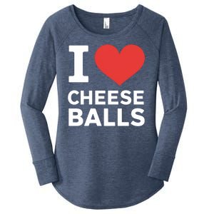 I Love Cheese Balls Funny Foodie Funny Cheese Ball Lover Women's Perfect Tri Tunic Long Sleeve Shirt