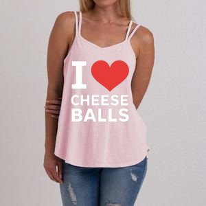 I Love Cheese Balls Funny Foodie Funny Cheese Ball Lover Women's Strappy Tank