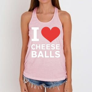 I Love Cheese Balls Funny Foodie Funny Cheese Ball Lover Women's Knotted Racerback Tank