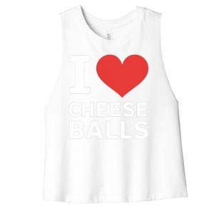 I Love Cheese Balls Funny Foodie Funny Cheese Ball Lover Women's Racerback Cropped Tank