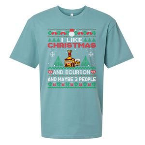 I Like Christmas Bourbon And Maybe 3 People Funny Xmas Party Cool Gift Sueded Cloud Jersey T-Shirt