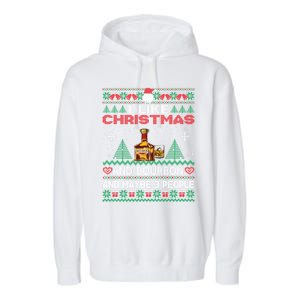 I Like Christmas Bourbon And Maybe 3 People Funny Xmas Party Cool Gift Garment-Dyed Fleece Hoodie