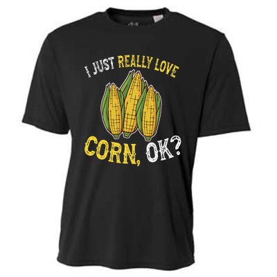 I Love Corn OK Cute And Funny Corn On The Cob Cooling Performance Crew T-Shirt