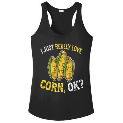 I Love Corn OK Cute And Funny Corn On The Cob Ladies PosiCharge Competitor Racerback Tank