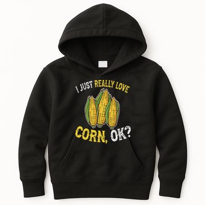 I Love Corn OK Cute And Funny Corn On The Cob Kids Hoodie