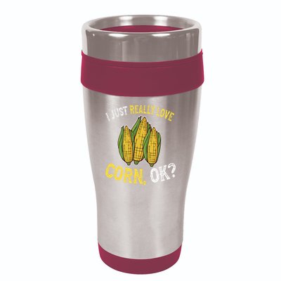 I Love Corn OK Cute And Funny Corn On The Cob 16oz Travel Tumbler