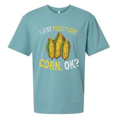 I Love Corn OK Cute And Funny Corn On The Cob Sueded Cloud Jersey T-Shirt