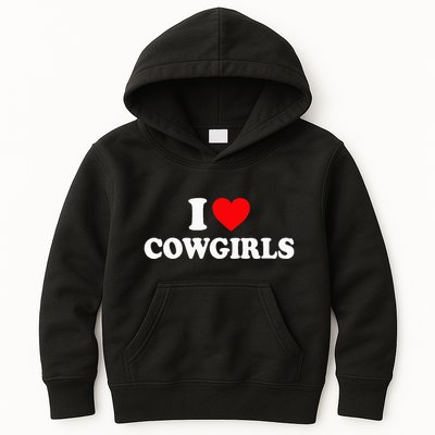 I Love Cowgirls I Heart Cowgirls Kids Hoodie